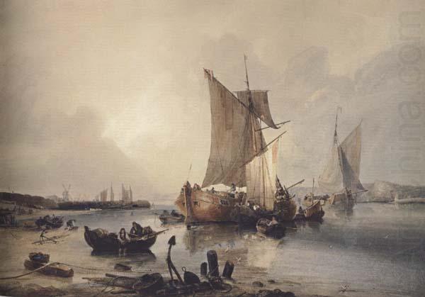 Samuel Owen Loading boats in an estuary (mk47) china oil painting image